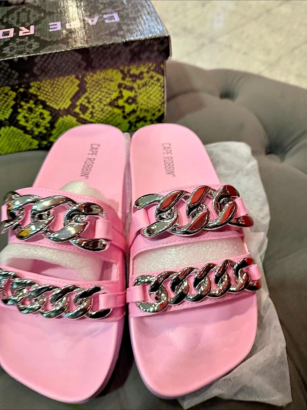 Cape Robbin Pink Chain Strap Sandals